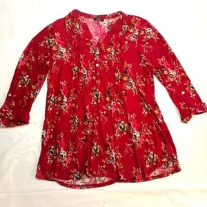 Maternity Shirt Top Blouse Maroon red Floral